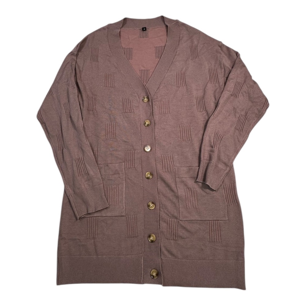 ARACH&CLOZ Women's Size S Knit Cardigan Button Front Long Sleeve Textured‎ Mauve